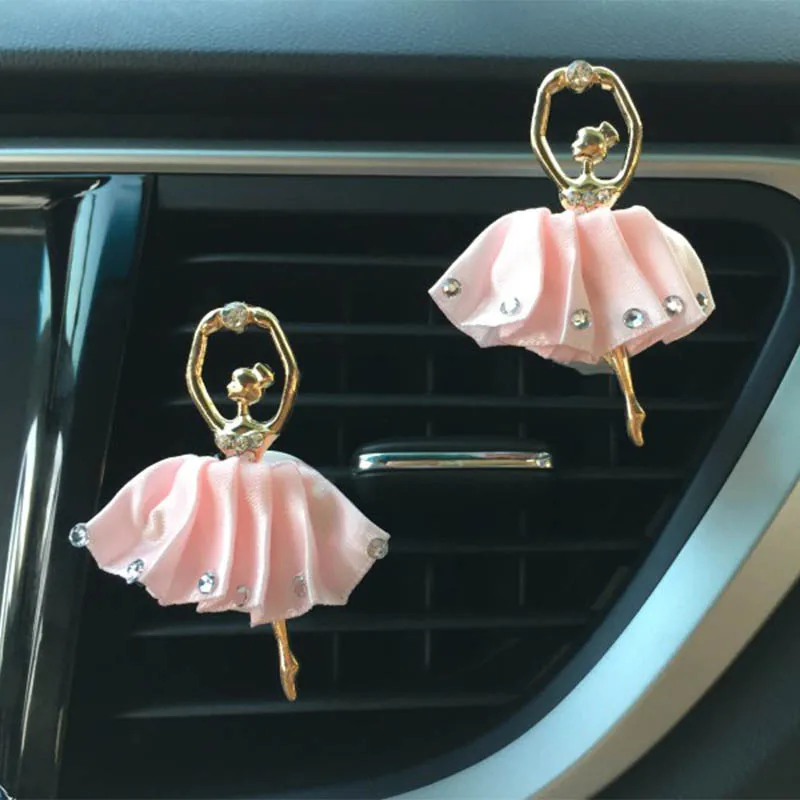 Автомобильный освежитель воздуха, металлический балетный балет для девочек, автомобильный воздушный выход, парфюмерный зажим, интерьерное украшение, автомобильные аксессуары, подарок - Название цвета: pink