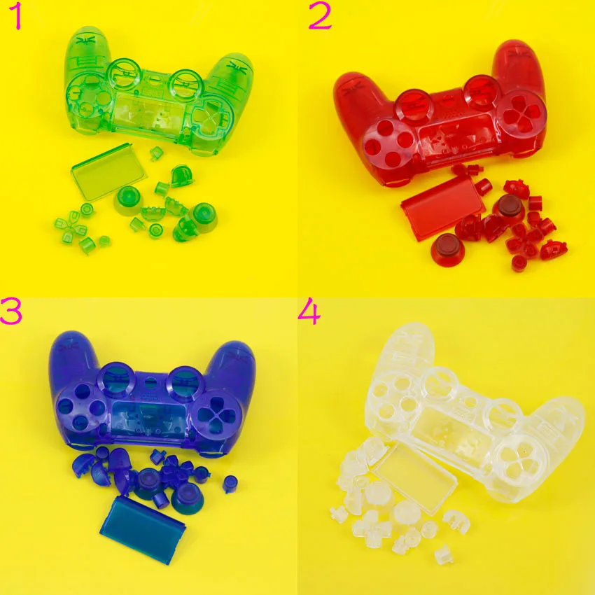 

For Dualshock 4 JDM-001 Transparent Clear Shell Button Kits for PS4 Playstation 4 Controller Housing Shell Case Cover