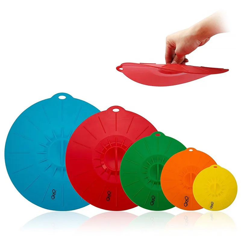 Set of 5 Silicone bowl cover food saver Pot Lid Cover For Pan Flower Shape Spill Stopper Cooking Tool lid Microwave Food Covers04