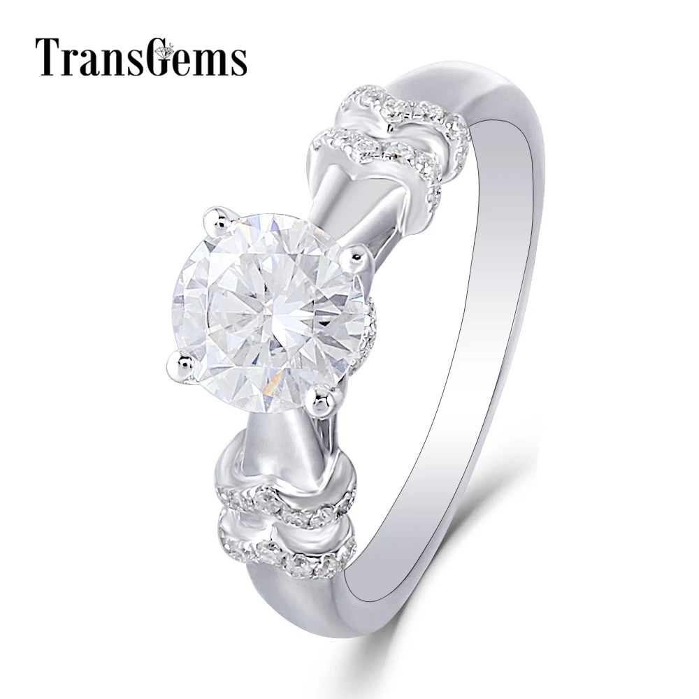 Transgems Moissanite Engagement Gold Ring for Women 14K 585 White Gold Center 2ct F Color VVS Moissanite Gemstone with Accents цена Transgems Moissanite Engagement Gold Ring for Women 14K 585 White Gold Center 2ct F Color VVS Moissanite Gemstone with Accents цены онлайн