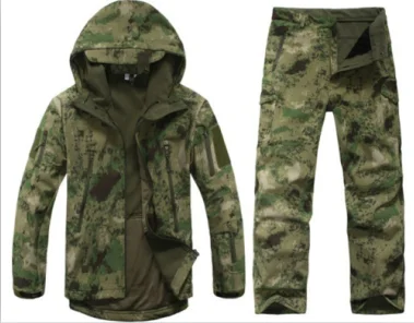 TAD Gear Tactical Softshell Camouflage Outdoors Jacket Set Men Army Sport Waterproof Hunting Clothes Set Military Jacket + Pants