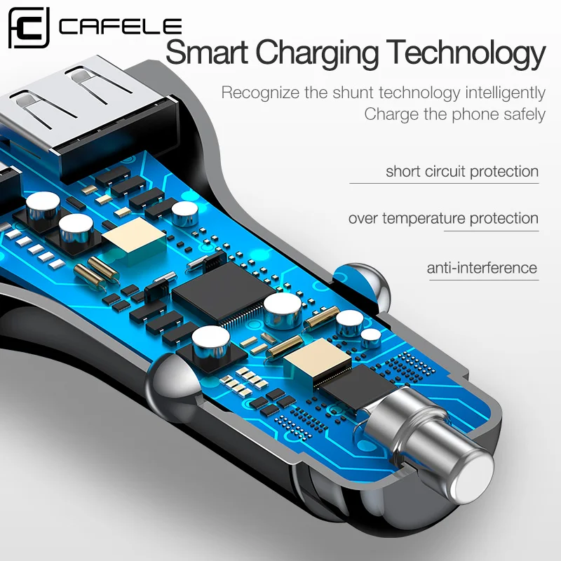 CAFELE المزدوج USB شاحن سيارة الذكية سريع شحن ماكس 5 V 3.4A سريع العالمي سيارة السفر شاحن آيفون samsung huawei xiaomi