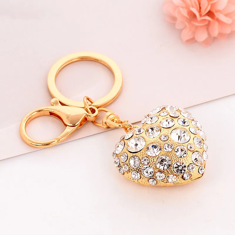 

NEW Charm Strawberry Full Rhinestones Heart Key Ring Keychain Lovely Holiday Gifts Car Keyring Star Key Chain chaveiro Handbag