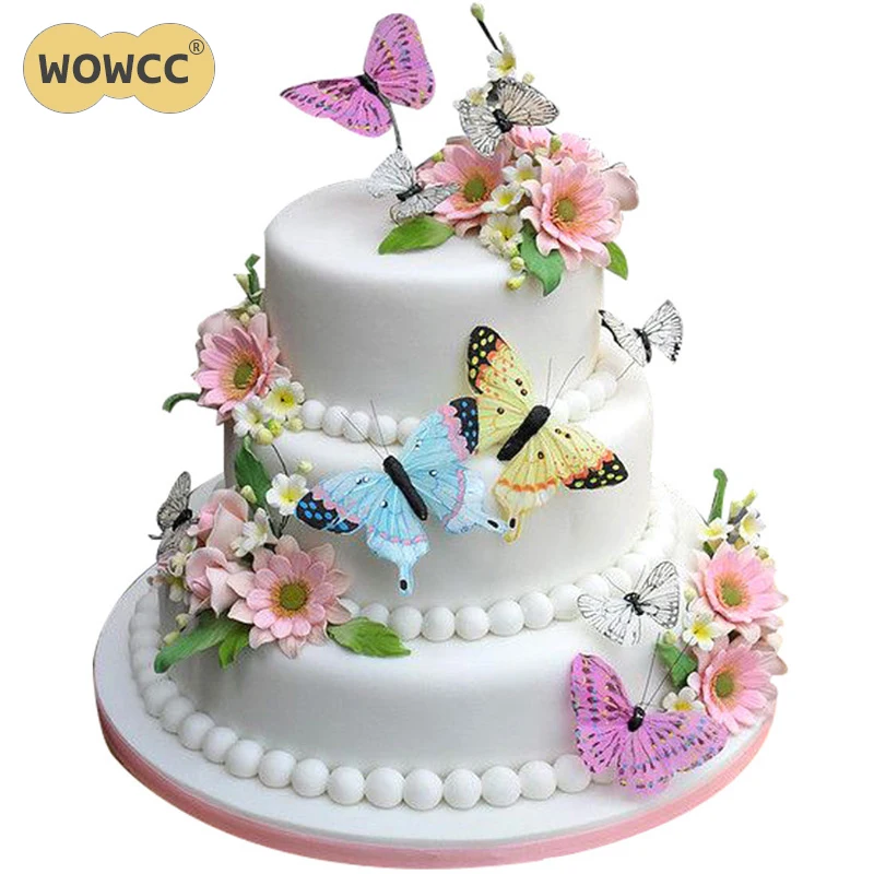 

100pcs Mixed Butterfly flowers Edible Glutinous Wafer Rice Paper Cake Cupcake Toppers Cake Decoration Birthday Wedding Cake Tool