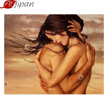 

Valentine Embrace Nude Printed DIY Digital Oil Painting Framed By Numbers on Canvas Home Decoration Wall Art Picture 40x50cm