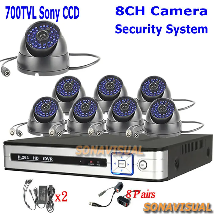 

Security Camera System 8 Channel DVR Kit 8Pcs Sony IR 700 TVL Camera Outdoor Waterproof Full D1 HDMI DVR Recorder CCTV System