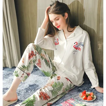

Brand 100% Cotton Pajama Sets Elegant Women Pijamas Pajama Sets Ladies Sleepwear Mujer Female Pyjamas Set femme Home Clothing