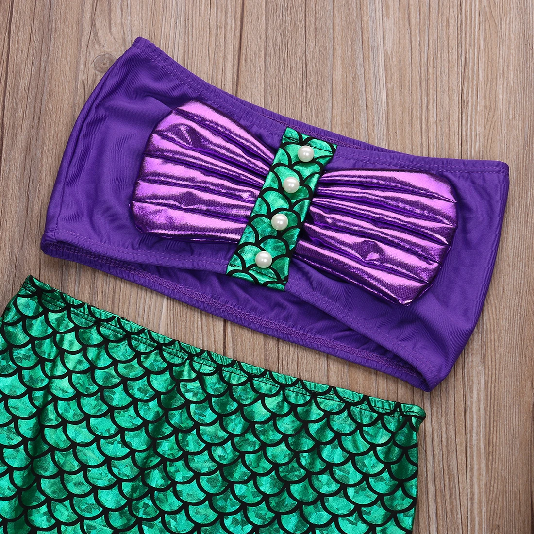 Купальный костюм Русалочки из двух предметов комплект бикини с хвостом для маленьких девочек, костюм Одежда для купания, купальный костюм, одежда для плавания