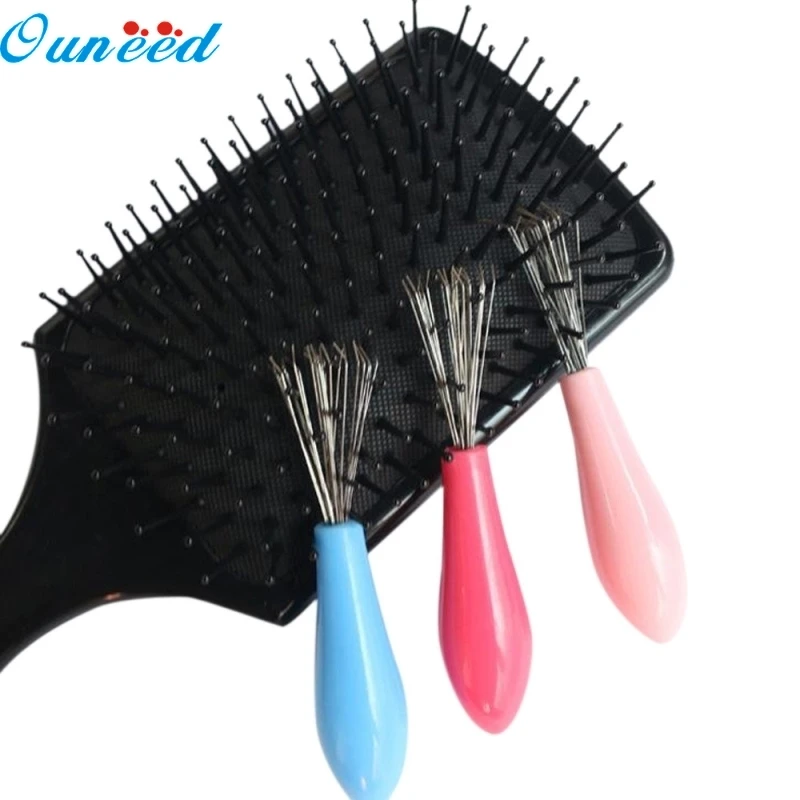 Ouneed Happy Home 1Pc Hair Brush Comb Cleaner New Embedded Tool Plastic Cleaning Removable Handle huismerk kopen in de aanbieding