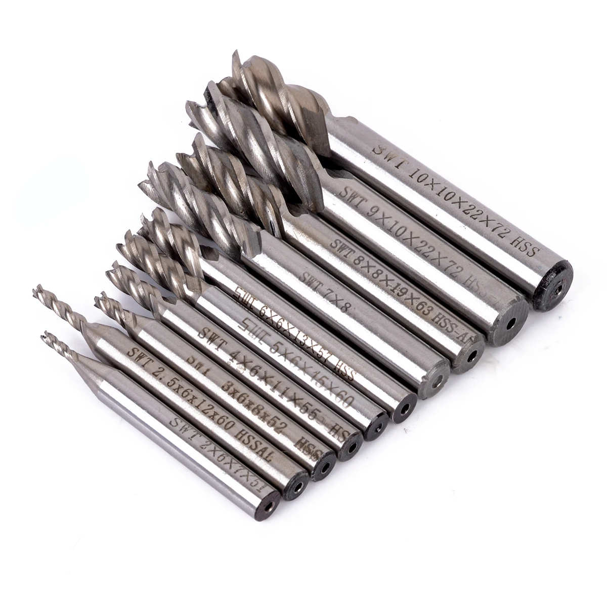 Cutting Milling Cutter Drill Bits Tools 10pcs High Speed Steel Accessories