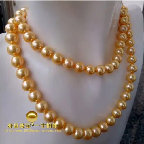 

Free Shipping >>>>> natural 12-13mm south seas gold pearl necklace 32inch 14K