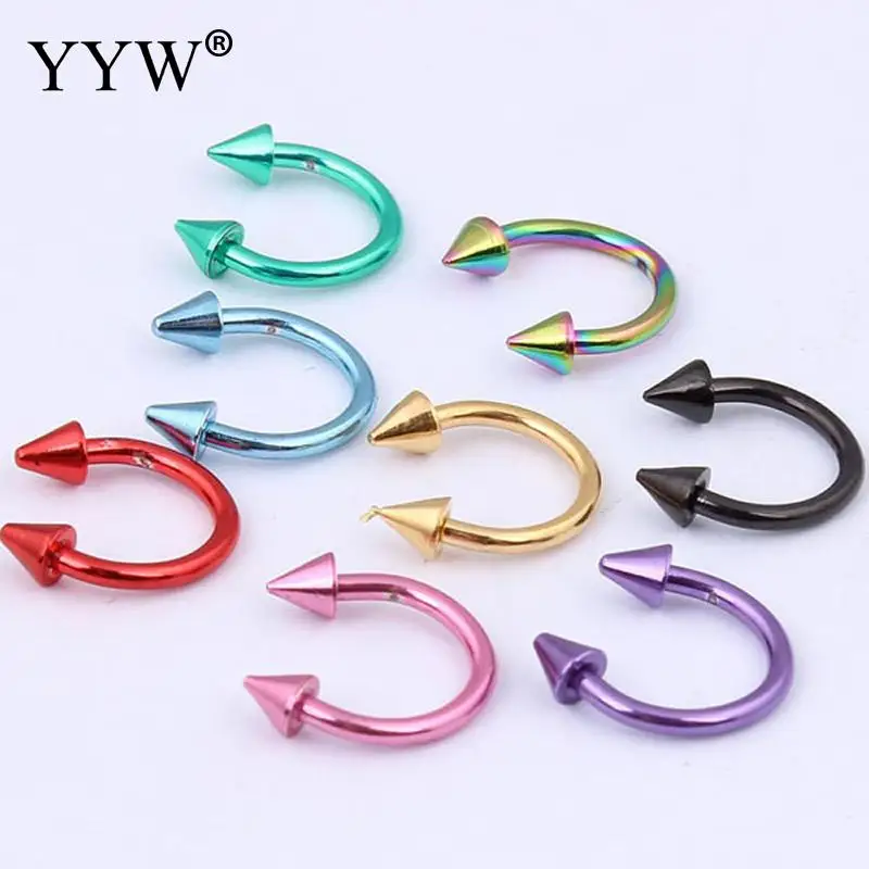 

1Pair Cone Spike Horseshoe Circular Ring 316L Surgical Steel Nipple Hoops Nose Septum Eyebrow Piercing Body Jewelry 3mm