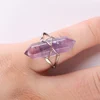 New Fluorite Purple Crysta Rose Pink Quartz Opal Clear Crystal Howlite Stone Onyx Bicone Bead Faceted Steel Wire Winding  Ring 4