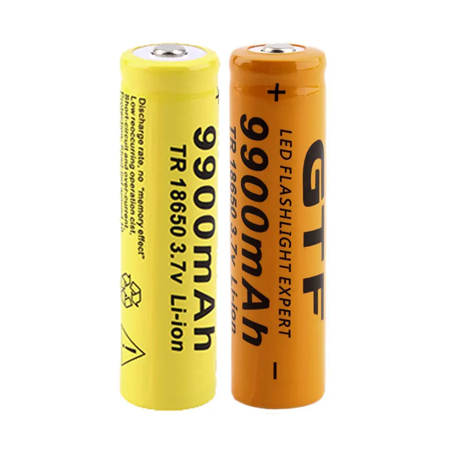 

2pcs 9900mAh 18650 3.7V Rechargeable Battery Li-ion Lithium Bateria for Led flashlight Torch Cell Battery Drop shipping