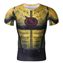Косплей обратный супергерой флэш 3D печатных футболка мужская с коротким рукавом обтягивающая рубашка реглан Одежда Фитнес Футболка "Марвел"
