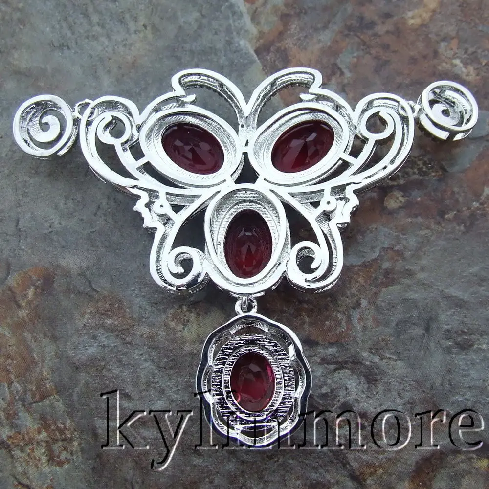 CP021 1 шт. 55x70 мм серебристо-красное ожерелье с подвеской с фианитом DIY ювелирных изделий