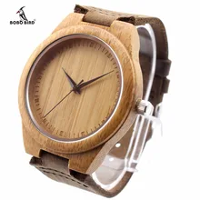 BOBO BIRD Unique Lover Natural Bamboo Wood Casual Quartz Watches Classic Style With Real Leather Strap