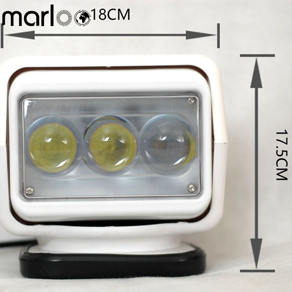 

Marloo LED Search Light 60W 360 Rotating Remote Control Work Light For Jeep Offroad Truck Car Boat White LED Searchlight
