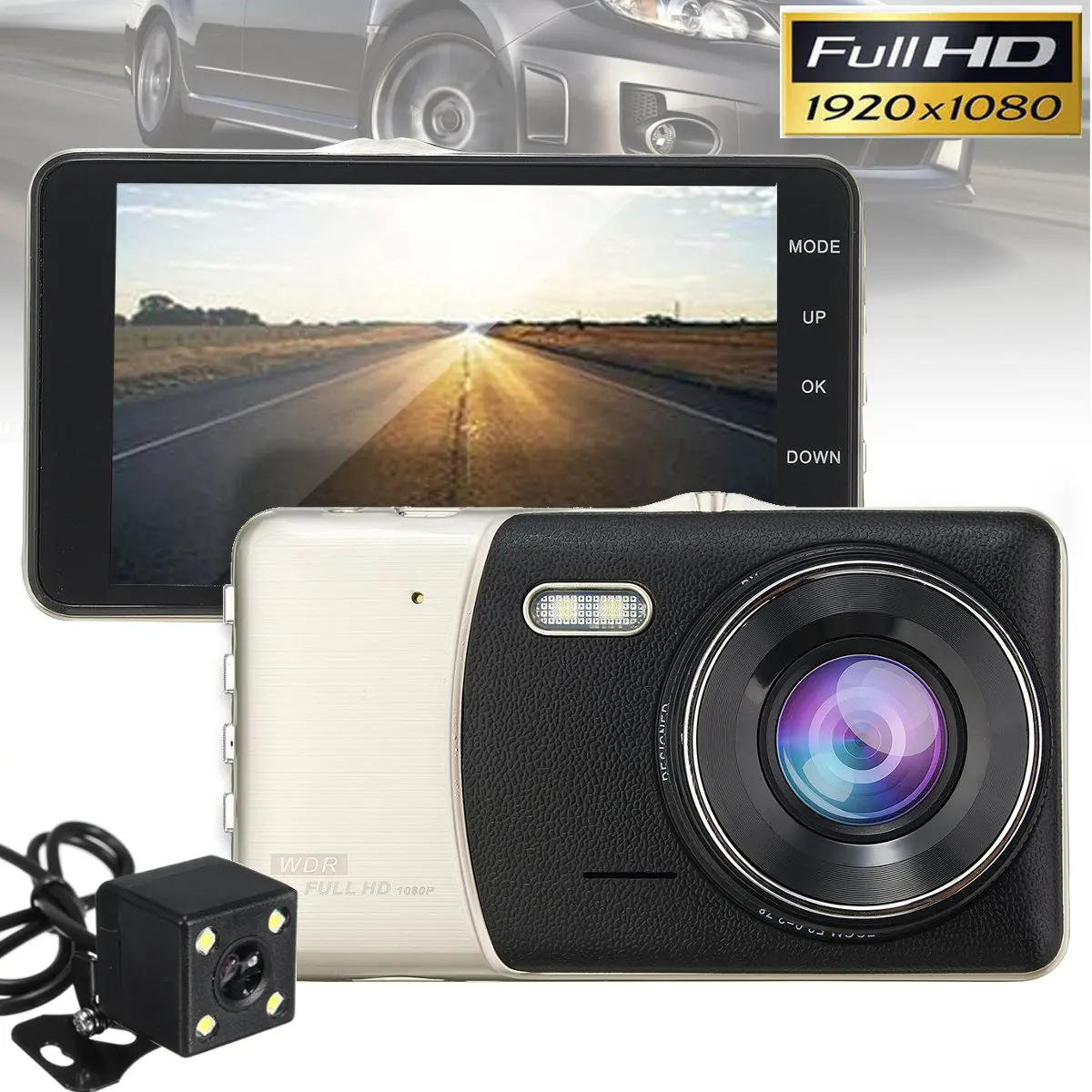 

2PCS Mini 4 Inch Dual Lens Car DVR Dash Cam 1080P Full HD Car Dash Cam With Rear Camera Vehicle Driving Recorder Night Version