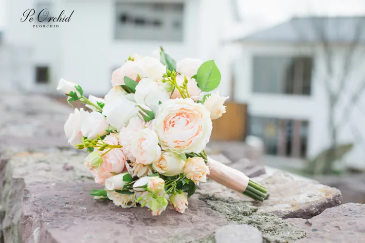 PEORCHID Романтический персиковый белый свадебный букет Роза Пион невесты цветок свадебное украшение Ramo Flores Boda букет невесты