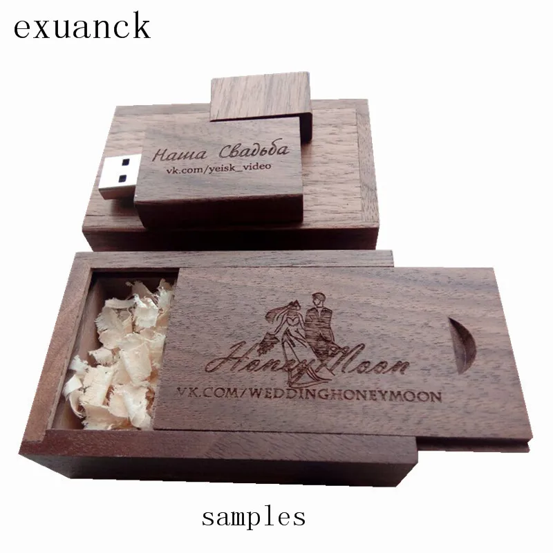 

exuanck Wooden USB With Box 2.0 Memory Flash Stick Laser Engraving USB Drives For Photography Wedding (over 20pcs free logo)