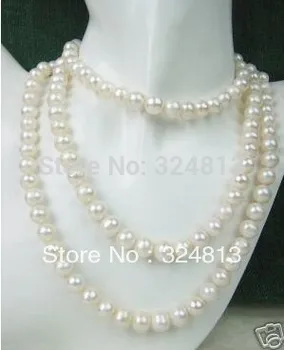 

Free shipping@@@@@ long genuine 8-9mm white freshwater pearl Necklace 50'' #950 &aa **A good