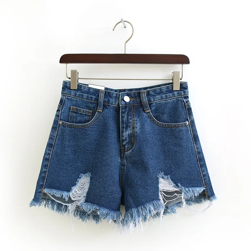 2018spring new European American style solid color high waist hole denim shorts women,street trend wild Slim slimming hot shorts 2018spring new European American style solid color high waist hole denim shorts women,street trend wild Slim slimming hot shorts