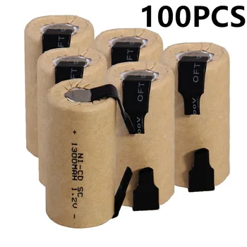 

100 pcs SC 1300mah 1.2v battery NICD rechargeable batteries for electric screwdriver electric drill 4.25cm*2.2cm for power tools