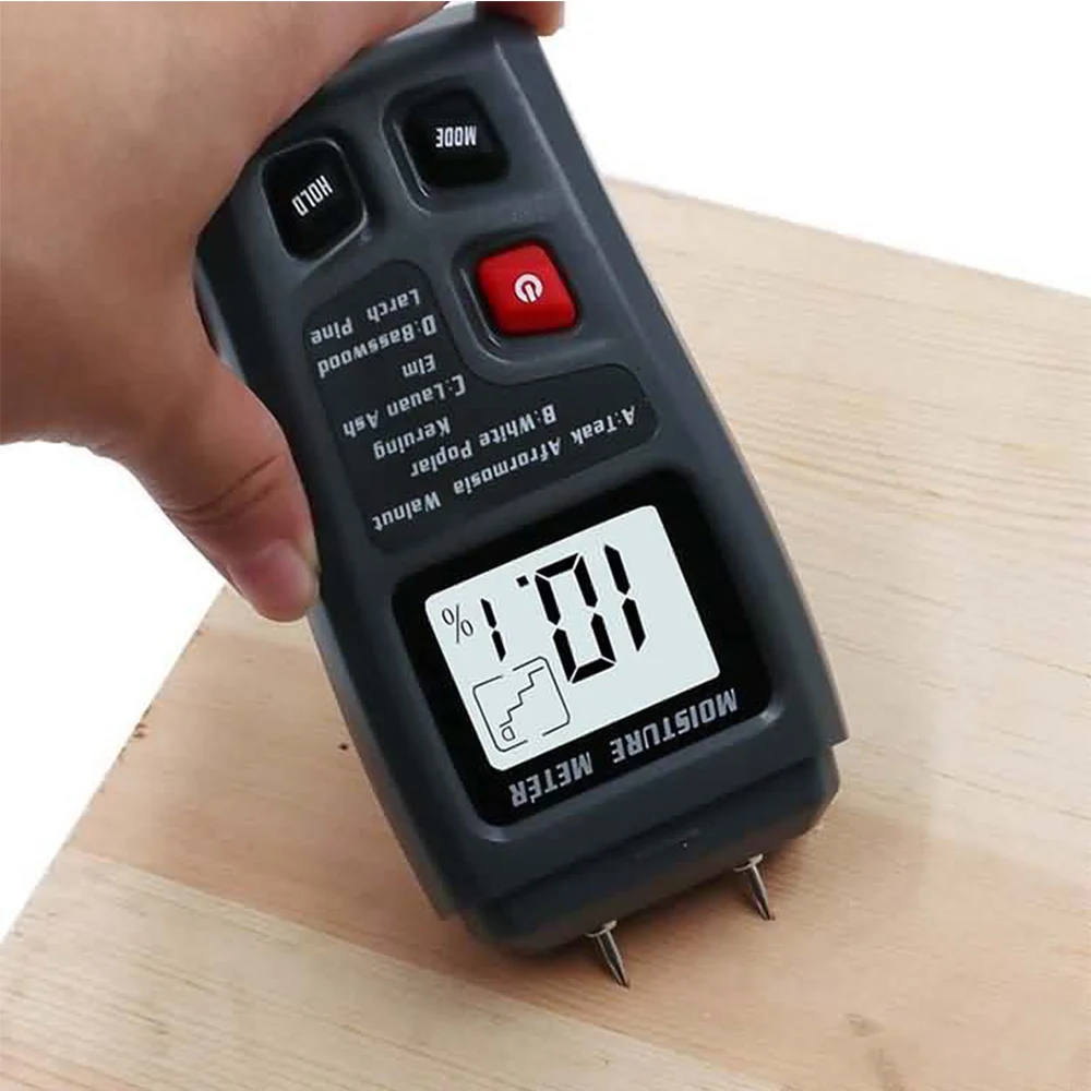 

Two Pins Digital Wood Moisture Meter 0-99.9% Wood Humidity Tester Timber Damp Detector with Large LCD Display
