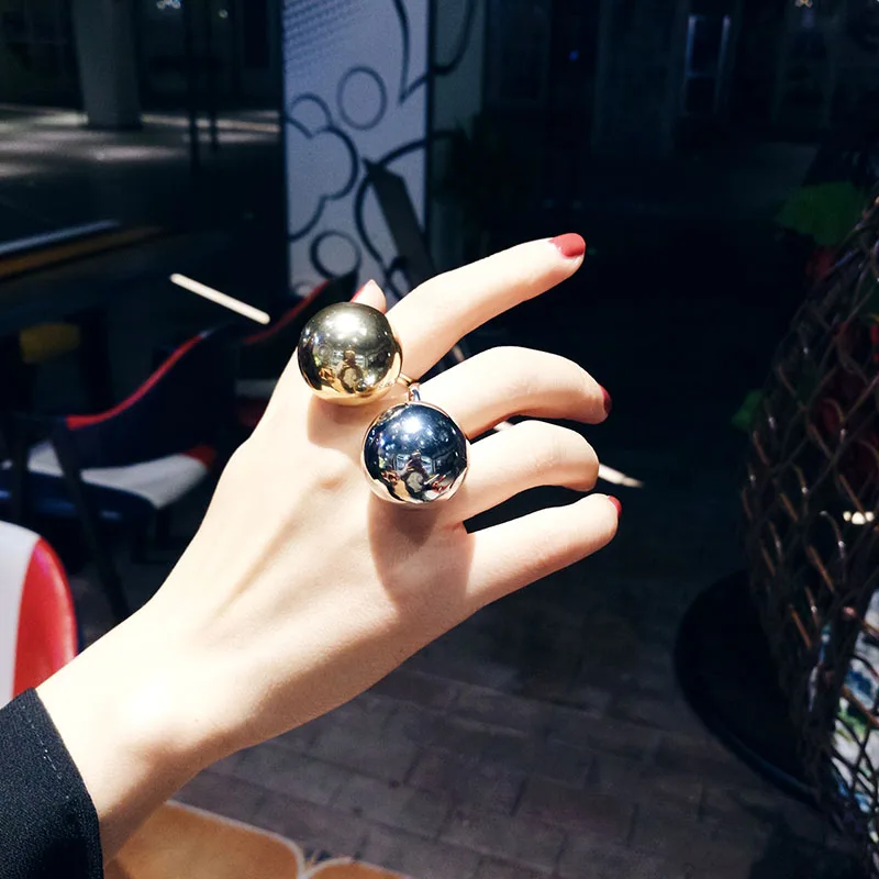 

Minimalist Adjustable Double Copper Balls Rings for Women Bague Open Knuckle Joint Ring Anillo Anel Jewelry femme anneau anillo
