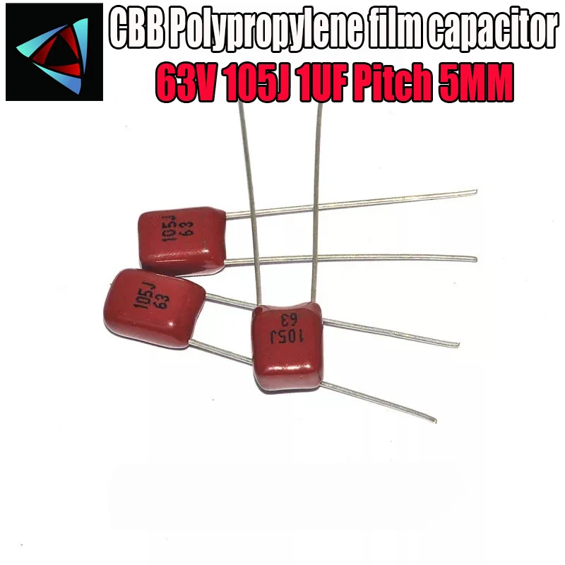 

16PCS 63V 105J 1UF Pitch 5MM 63V 105 1000nf CBB Polypropylene film capacitor