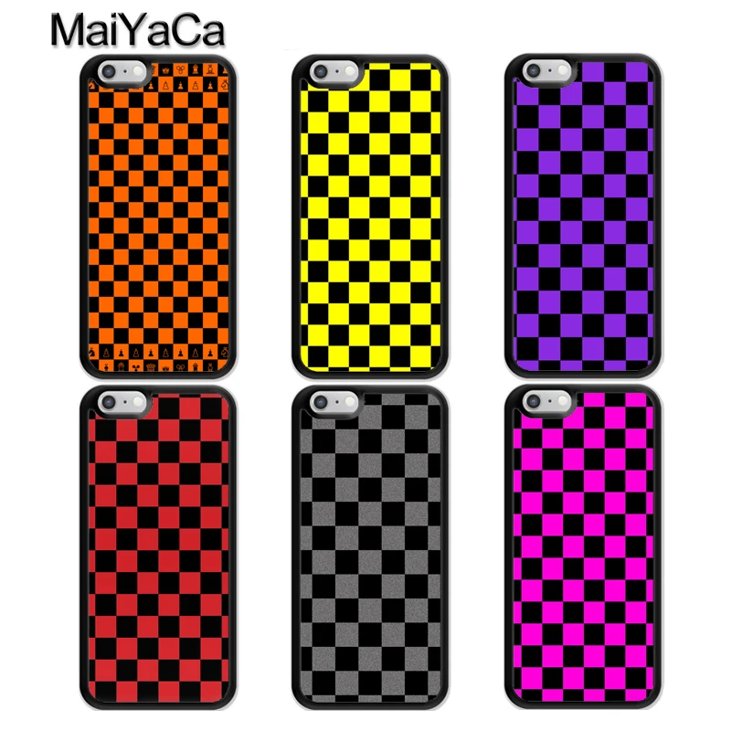 

MaiYaCa Checkerboard Plaid Checkered Phone Case For iPhone 7 8 6 6s Plus X 5 5s SE Cover TPU Black Capa For iPhone XR XS Max