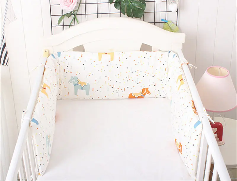 Baby COT BUMPER Protector 100% COTTON 180x30cm half fit to Cotbed 120x60cm ROSE 