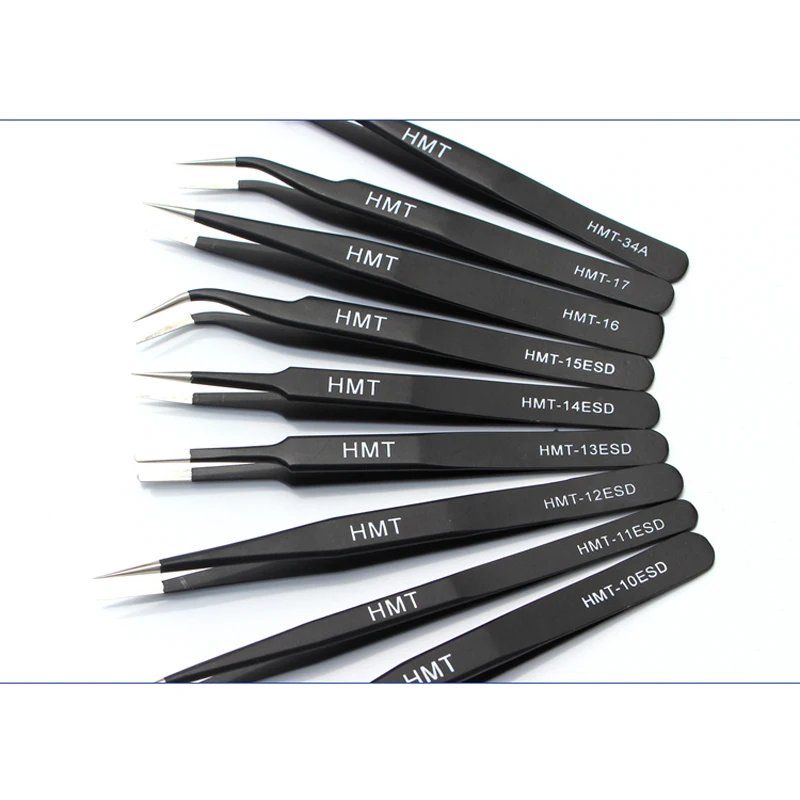 Precision tweezers tweezer tool esd anti static tweezers 9pcs/lot Anti-static ESD Tweezers Precision Pinzas Stainless Steel Tweezers Electronics Phone Repairing Tools