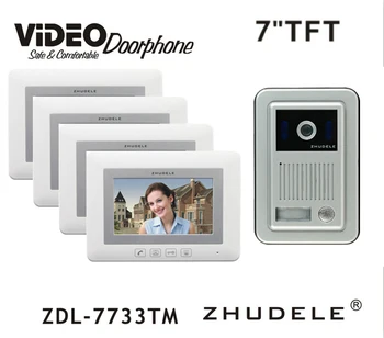 

ZHUDELE New Arrival 7" LCD monitor Speakerphone Home Intercom System Color Video Door Phone doorbell support CCTV Camera 1V4