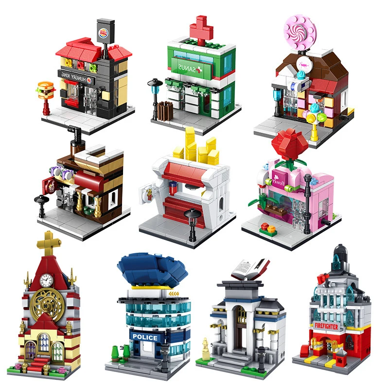 

mini sheet 3d shop cafe apple mini shop teaching A beautiful house blocks and toys for children