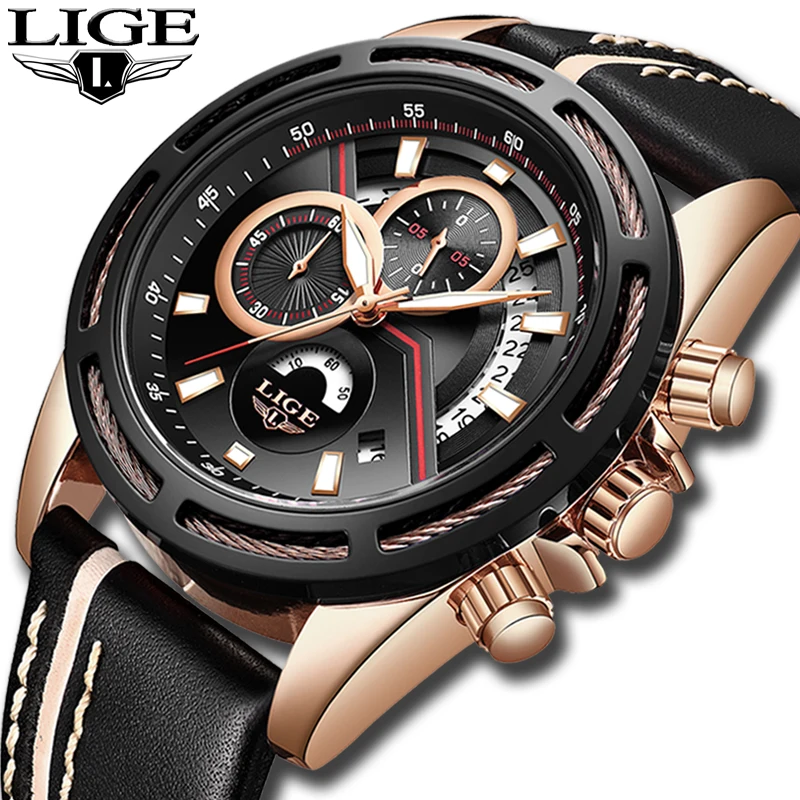 Relogio Masculino 2018 LIGE Men Watches Male Leather Automatic date ...