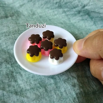 

Tanduzi 20pcs Flatback Resin Cabochons Simulation Food 3D Chocolate Pudding DIY 1:12 Dollhouse Miniature Deco Parts Resin Crafts