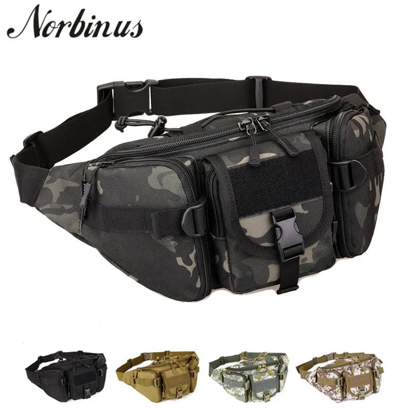 

Norbinus Multi-function Waist Bag Men Sling Chest Bags Tactical Hip Belt Fanny Packs Male Military Wear-resistant Nylon Bag Camo