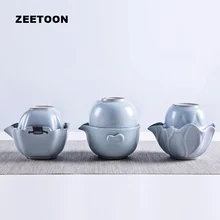 Японский стиль портативный дорожный Лотос чайный набор офисный автомобиль грубая керамика креативный мастер быстрая чашка 1 чайник+ 1 чашка+ 1 ручная сумка