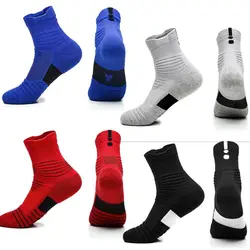 Мужские носки компрессионные носки простые чесаные хлопковые спортивные уличные спортивные баскетбольные носки нескользящие Мужские