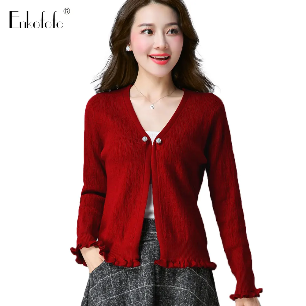 

Knitted Cardigan Sweater Women 2019 Spring Autumn Simple Solid Pearl Button Detachable Sweaters Fashion Cardigan for Female