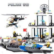 KAZI Building Blocks Educational Toys For Children Aquatic Police Stations Assembles Particles Bricks Legoe Compatible 536PCS