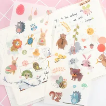 6 folhas/pacote animais bonitos adesivos scrapbooking vara etiqueta diário papelaria álbum etiquetas etiquetas escola material de escritório