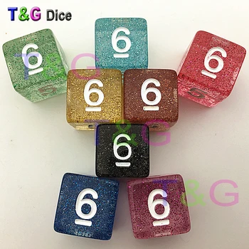 

5pcs/set T&G High Quality Multi D6 Dice Set Glitter effect,d&d, 6 side Digital Dice,digital number 1-6 for board game