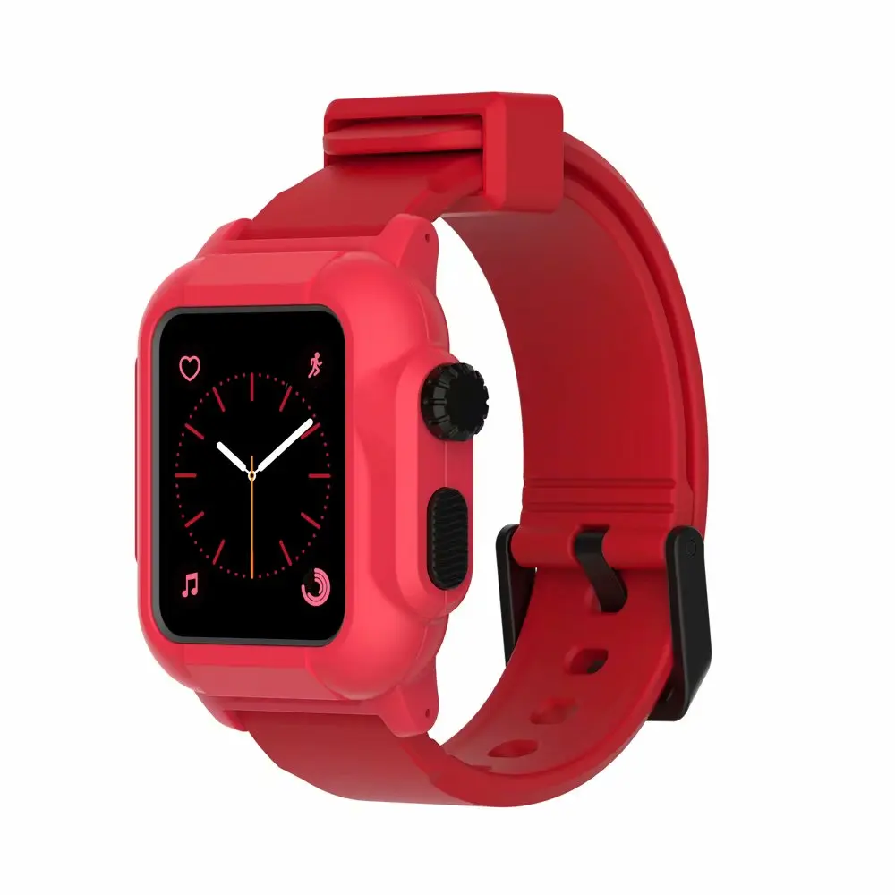 Водонепроницаемый противоударные часы бампер чехол с Ремешок для наручных часов Apple Watch Series 5 4 3 2 Аксессуары для часов для наручных часов iWatch, браслет часов 44/40/42 мм
