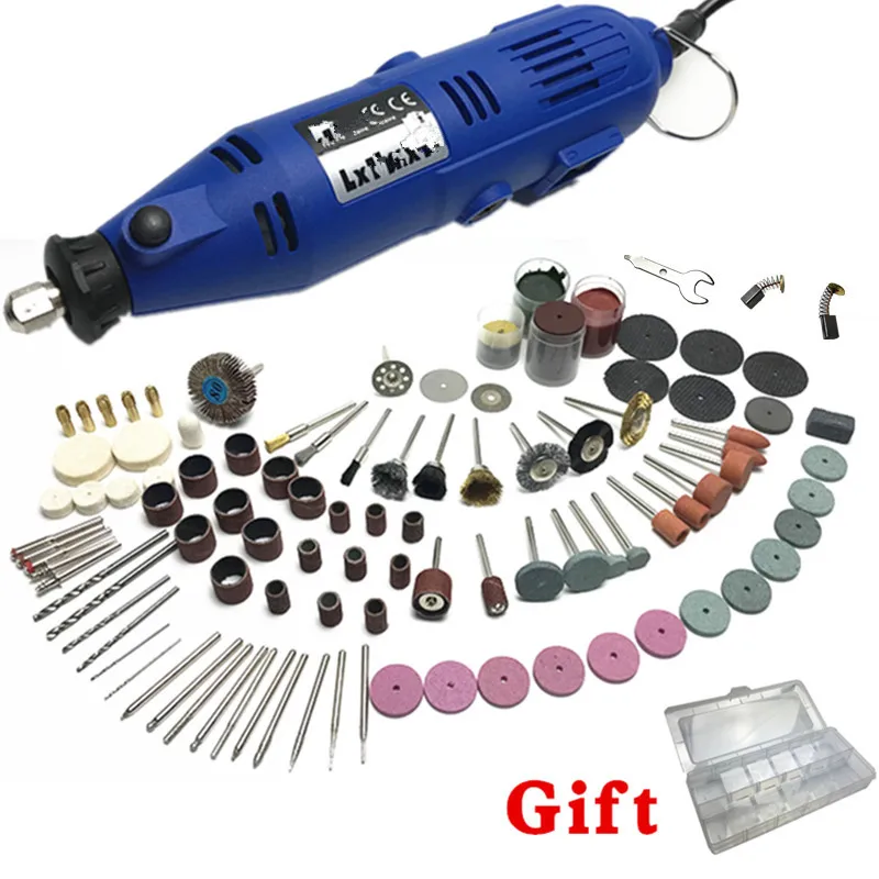 

161PC mini electric drill rotating DIY power tool set micro grinder accessories cutting drilling speed polishing machine