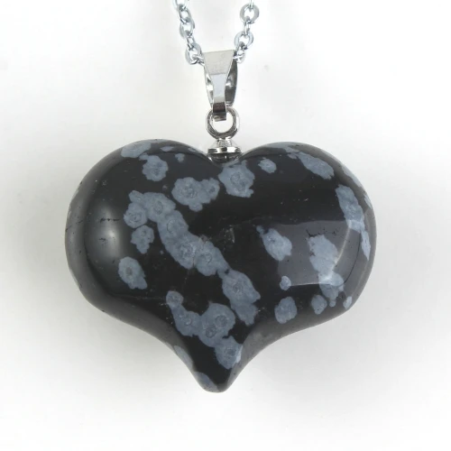 Модный-бисер, романтичный стиль, посеребренный смешанный кварцевый камень, навсегда симпатичная подвеска-сердце, модные ювелирные изделия - Окраска металла: Snowflake Stone