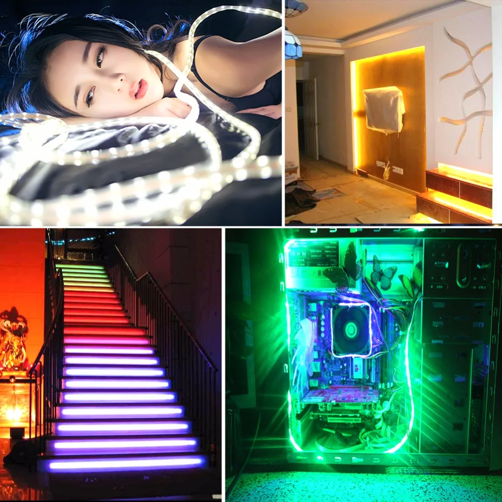 Светодиодная лента RGB с USB 5 В Диодная SMD 2835 3528 лампа подсветсветильник экрана для HD
