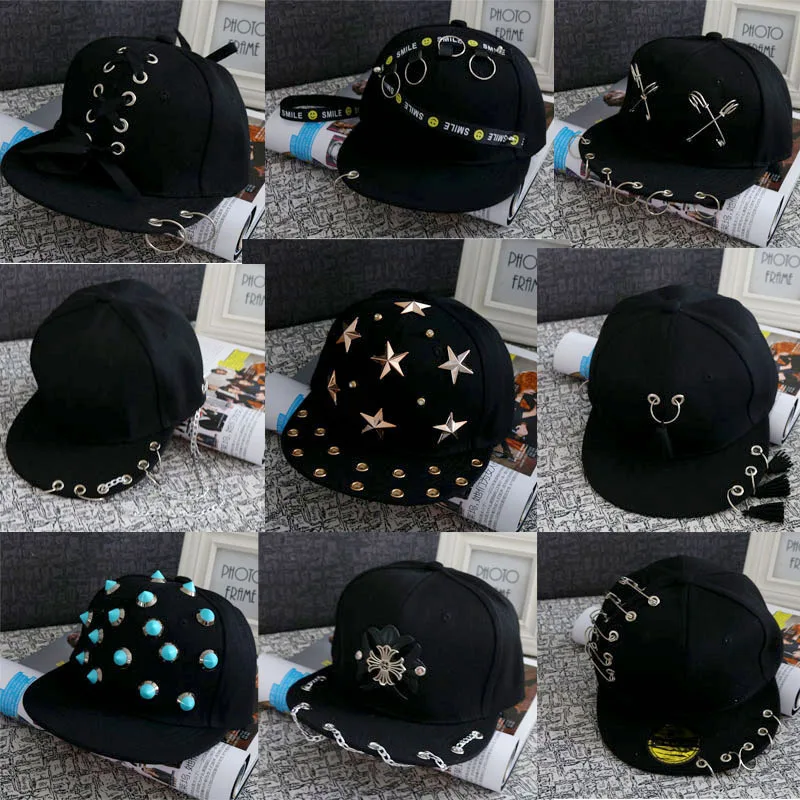 

Children Punk DIY Kids Cartoon Cap Girls Boys Cotton Cool Snapback Baseball Cap Summer Children Visor Hats Hip Hop Sun Hat